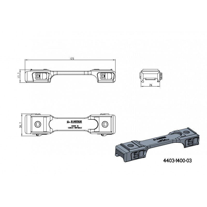 1" scope rings [25,4mm] | one-piece picatinny base with QD levers