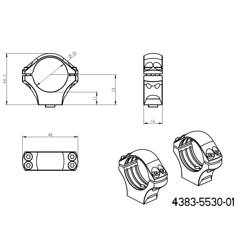 30mm scope rings | one-piece picatinny base with QD levers