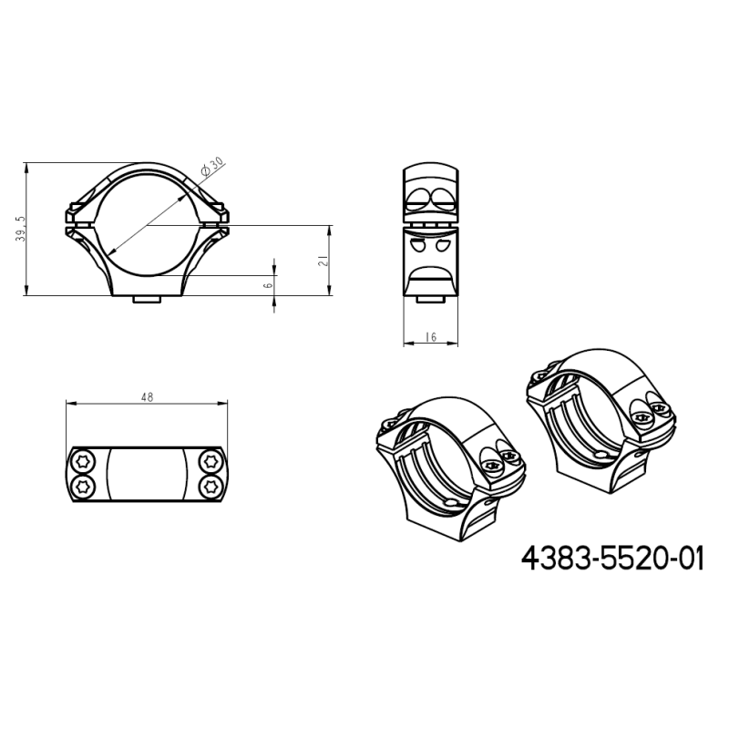 30mm scope rings | two-piece picatinny base with levers