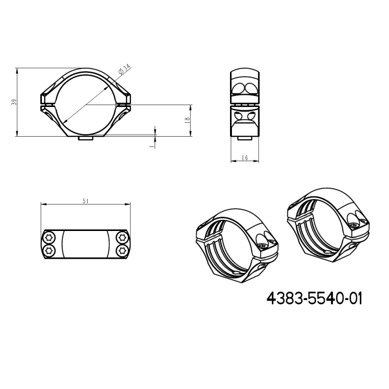 34mm scope rings | long Picatinny QD base