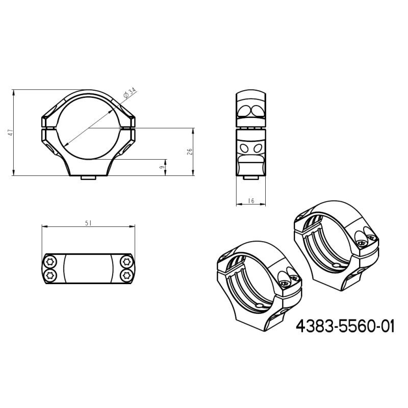 34mm scope rings | one-piece picatinny base with QD levers