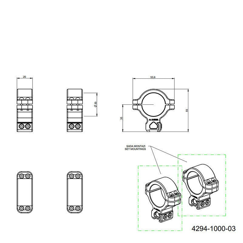 CZ 457 scope rings for dovetail | 30mm