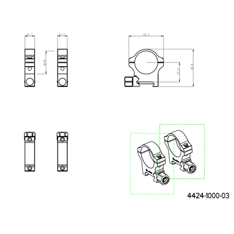 30mm scope rings | Picatinny base with screw nut